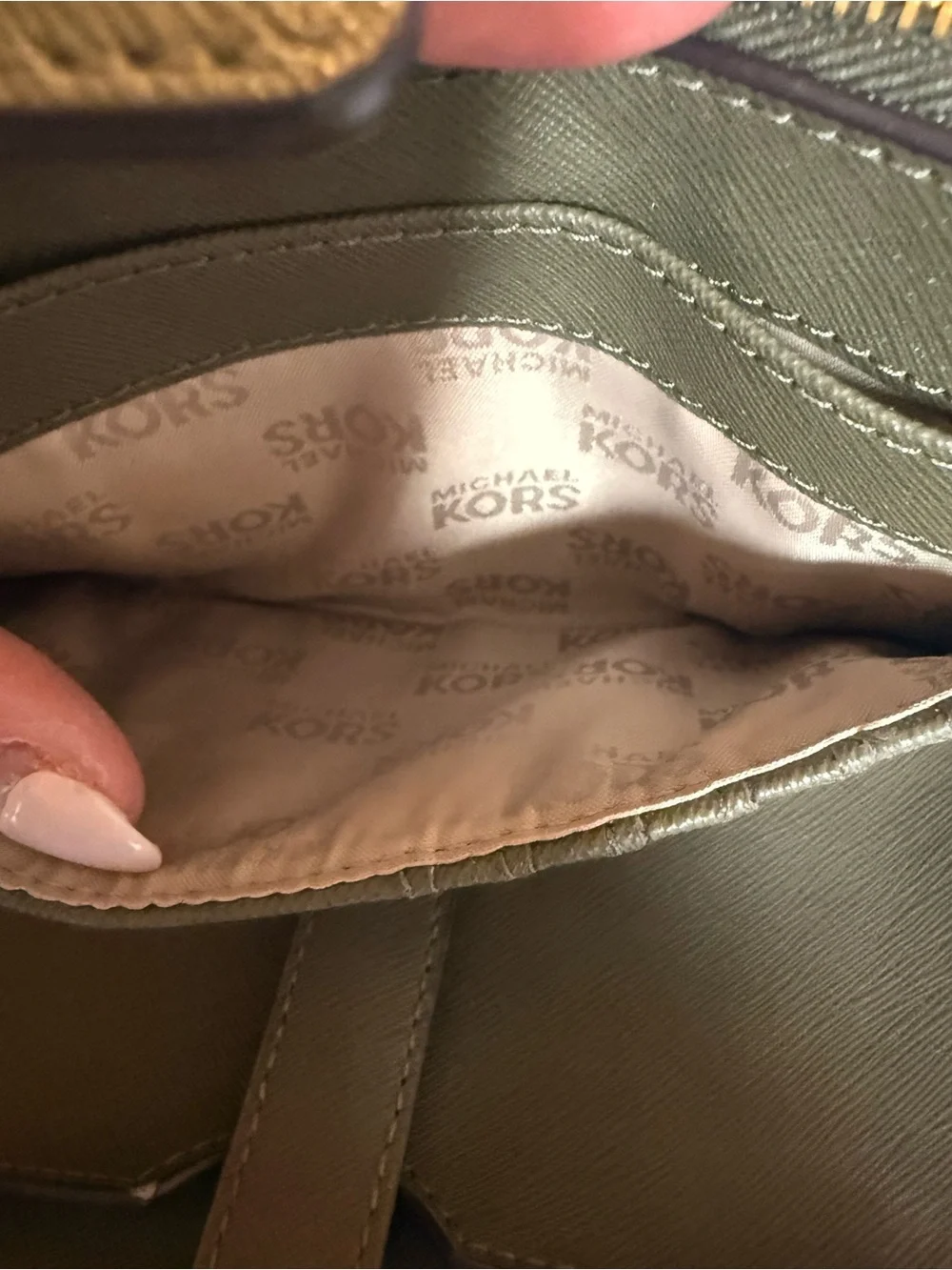 Michael Kors Black Wristlet with Green Palm Print